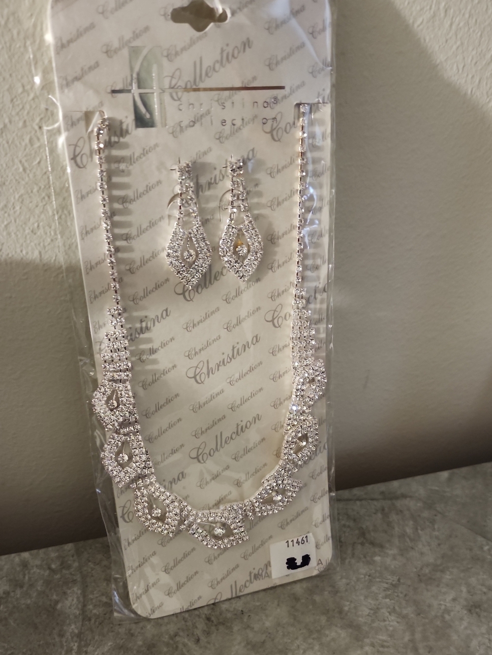 Silver-Tone Crystal Necklace & Earring Set